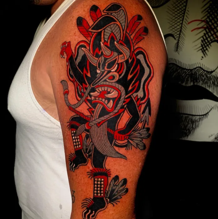 Tatuaje guerrero azteca color